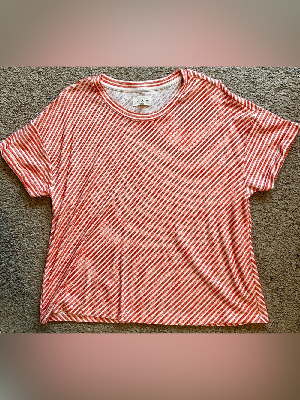 Lou & Grey Orange and Cream Striped Top